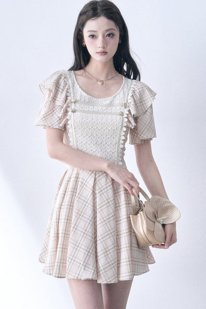 Retro Knit Plaid Dress