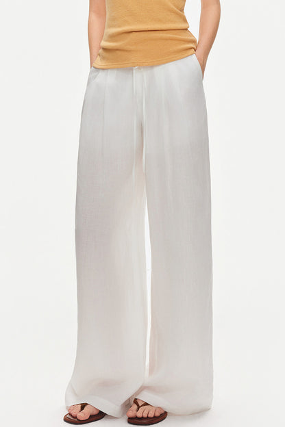 Lyocell Linen Blend Wide-Leg Pants