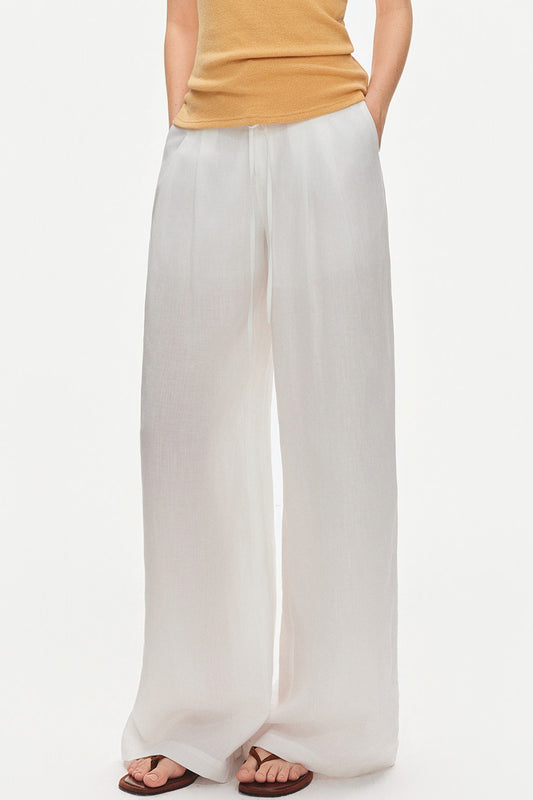 Lyocell Linen Blend Wide-Leg Pants