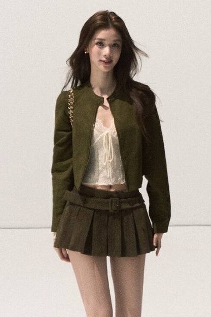 Lyocell High-Waisted Pleated Skirt