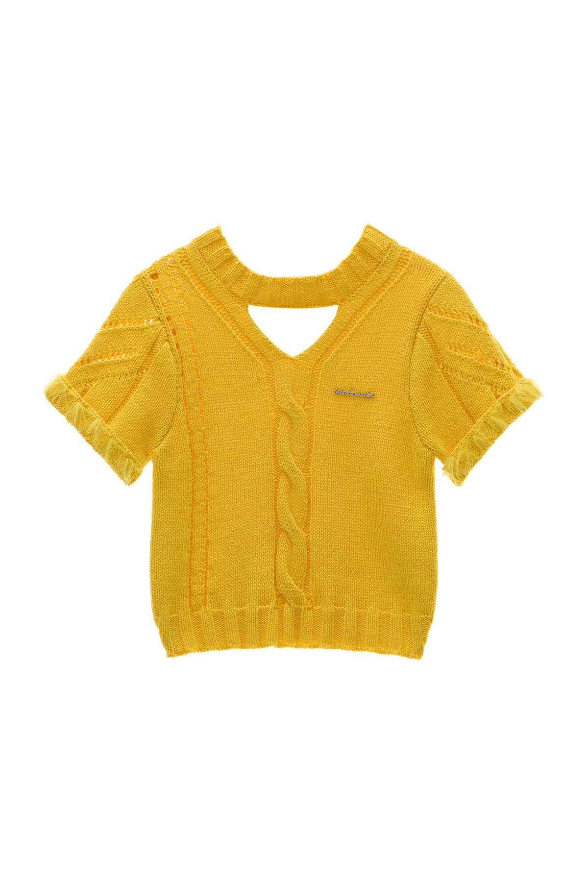 Puff Sleeve Hollow Out Knit Top