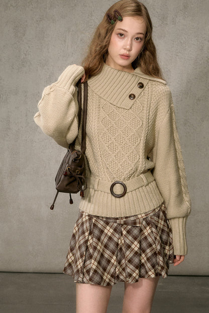 Diamond Pattern Cable Knit Top