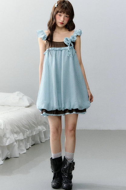 Strawberry Sundae Floral Flutter Sleeve Dress