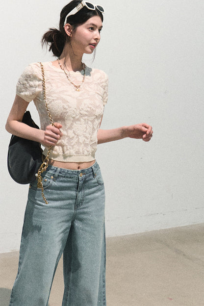 Maglia bohémien in organza lavorata a maglia