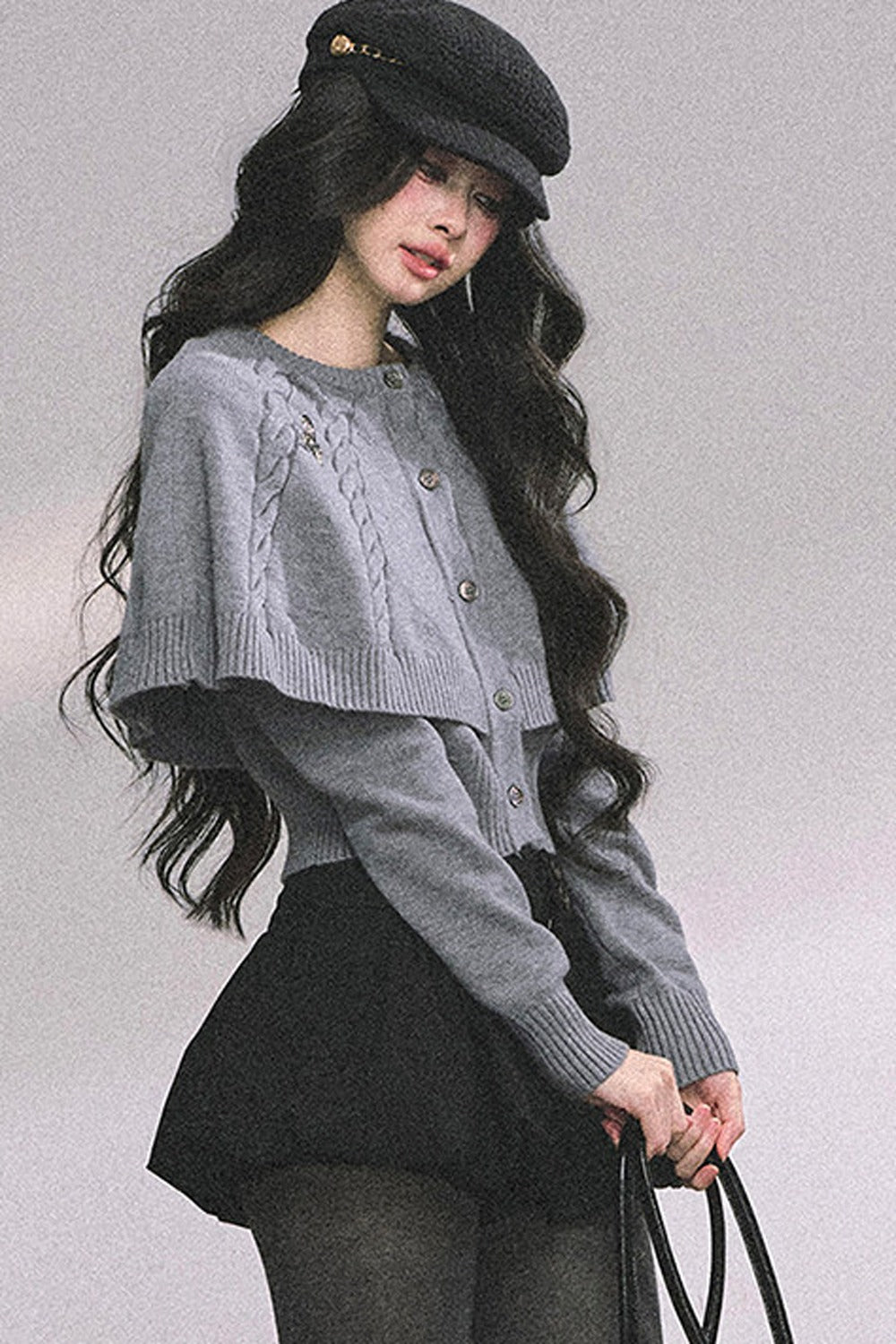 Knitted Cable Cape Sweater