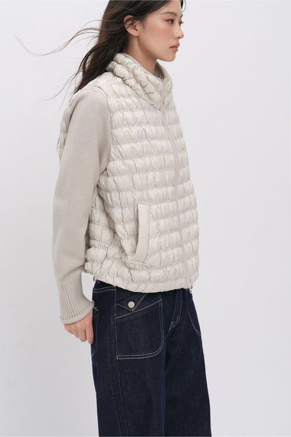 Knit Spliced Quilted Down Jacket