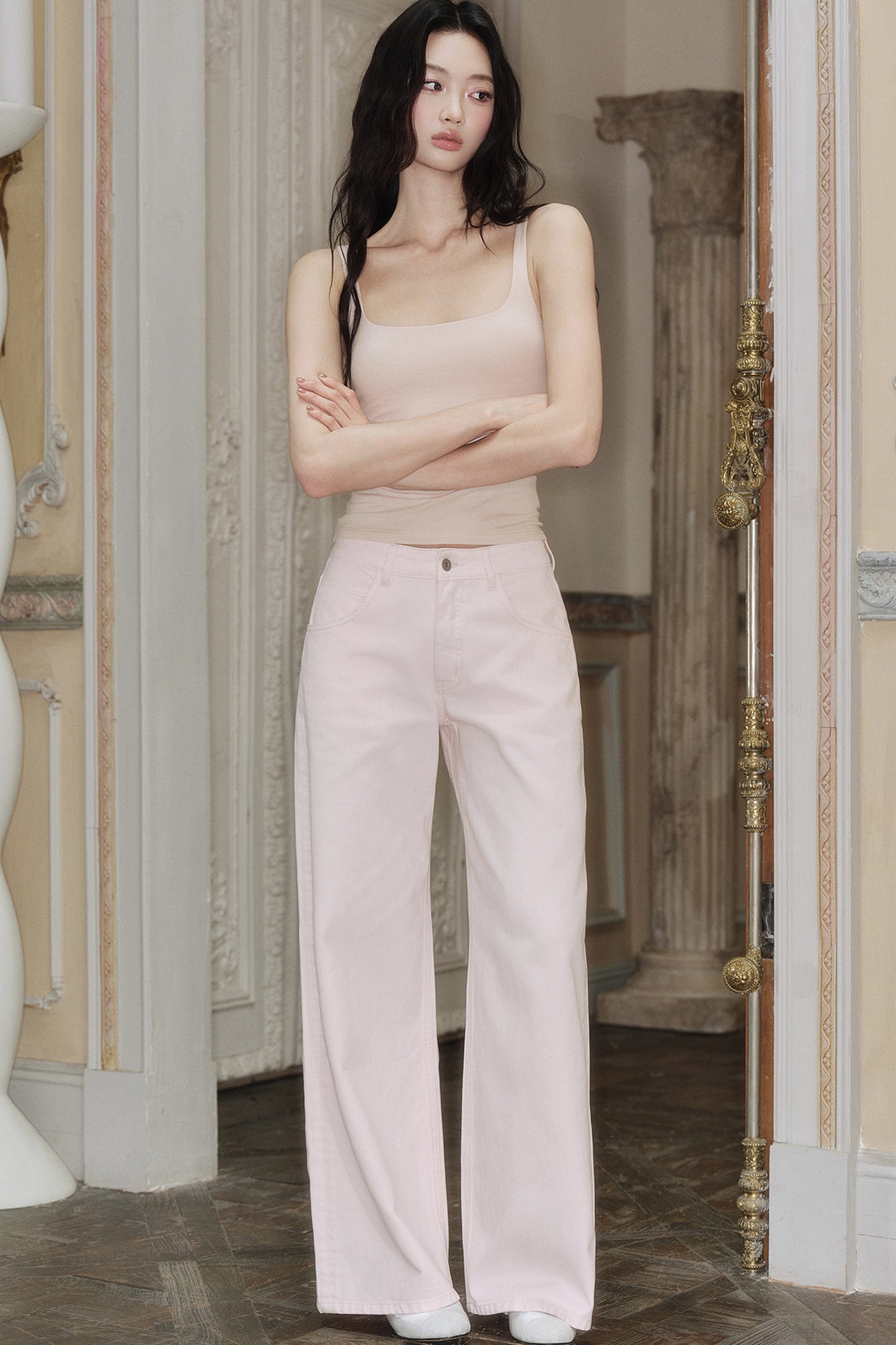 Lyocell Blend Low-Rise Wide-Leg Jeans