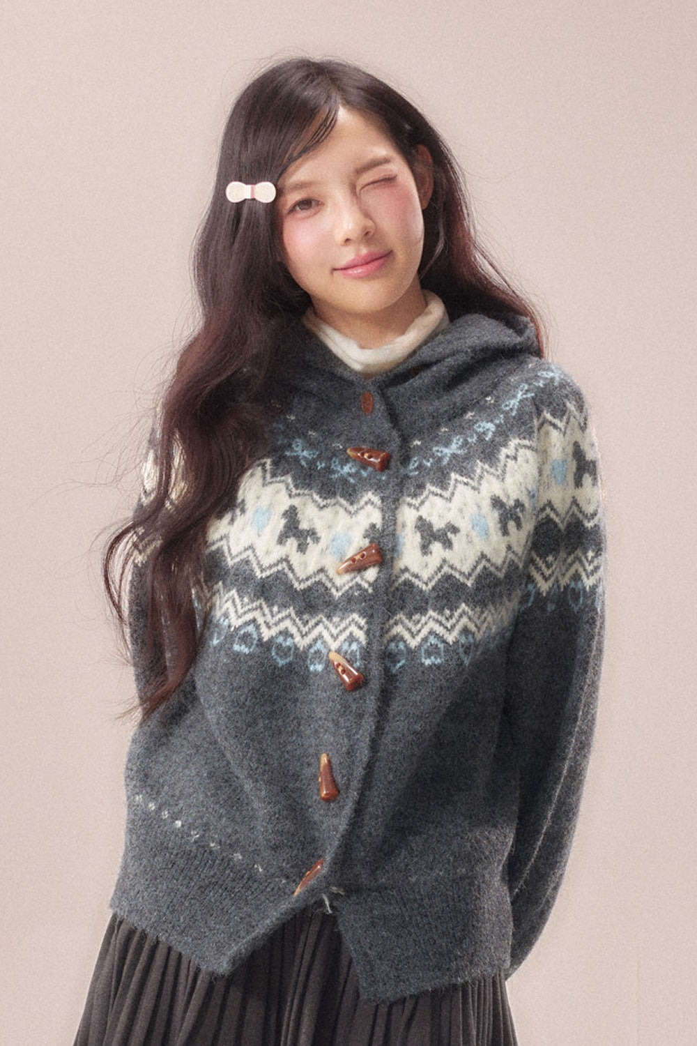 Fair Isle Toggle Knit Cardigan