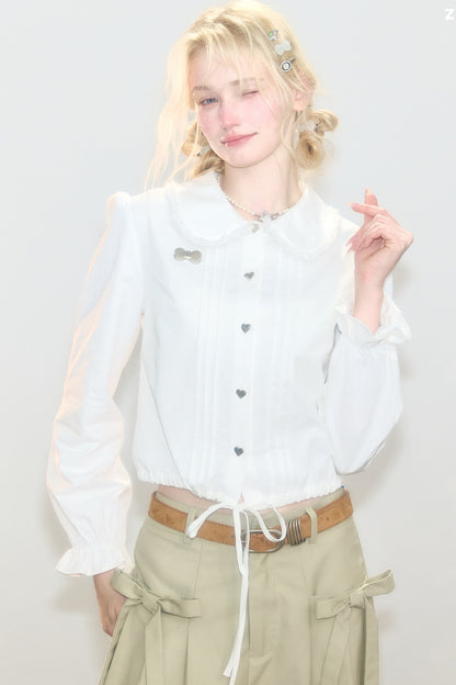 Tassel Doll Collar Short Shirt