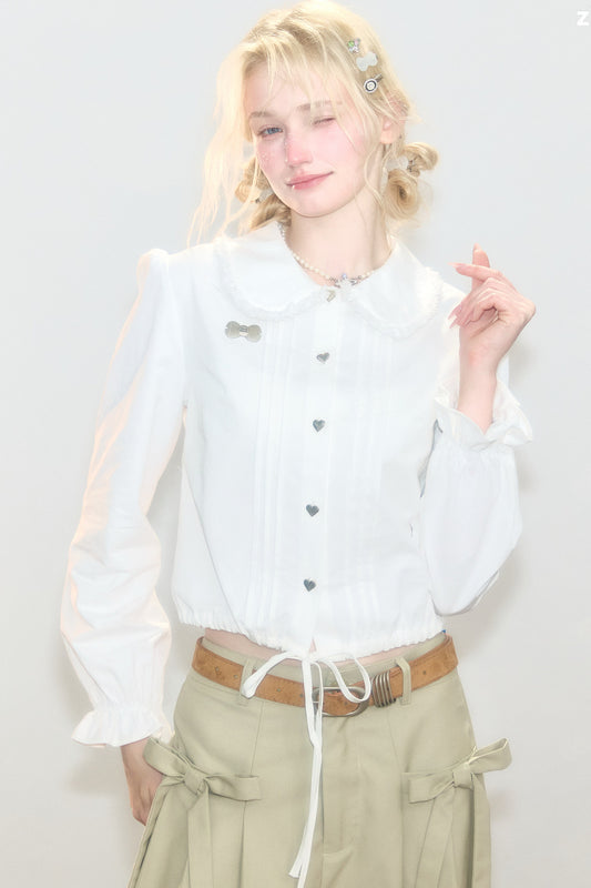 Tassel Doll Collar Short Shirt