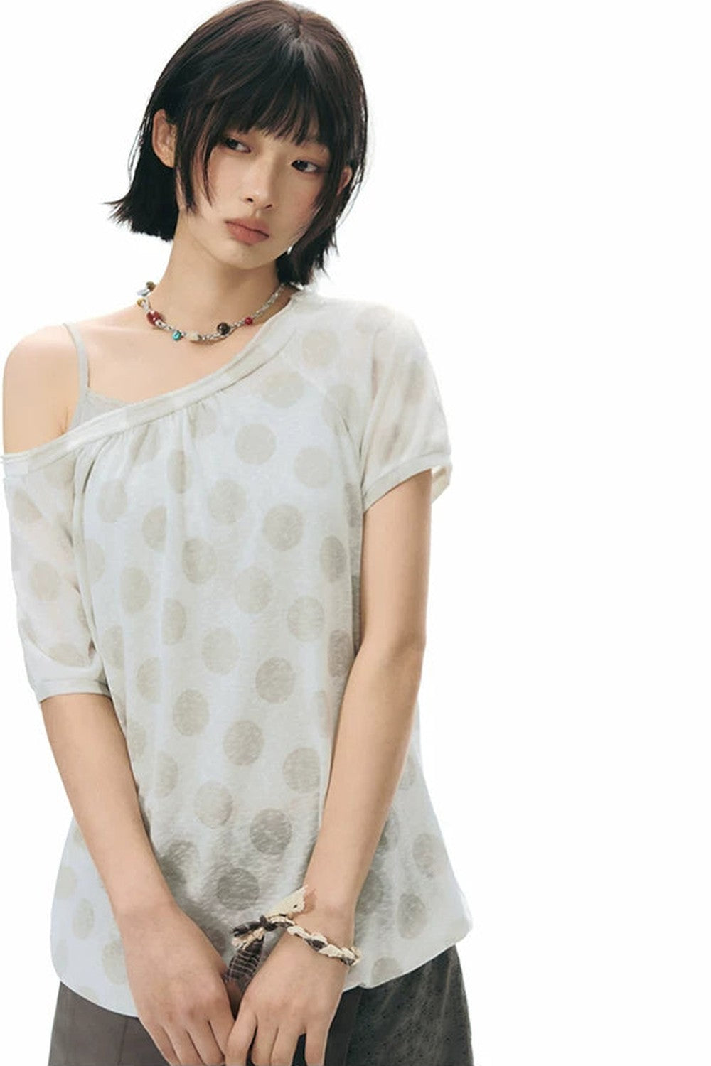 Polka Dot Off-Shoulder Blouse