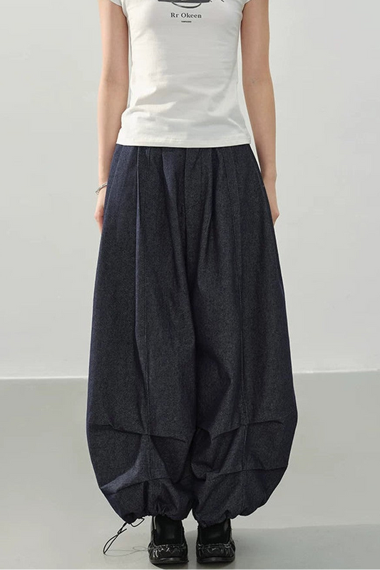 Pantalons Lanternes en Denim de Nuit à Lisbonne
