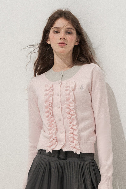 Layered-Look Floral Ruffle Sweater