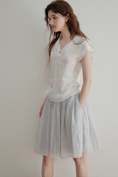 French Ruched A-Line Skirt
