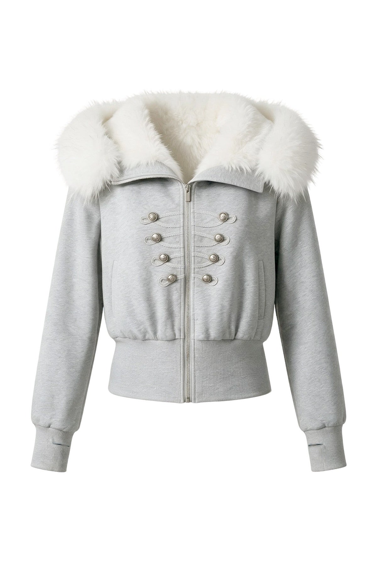 Large Fur Collar Hooded Fleece Jacket