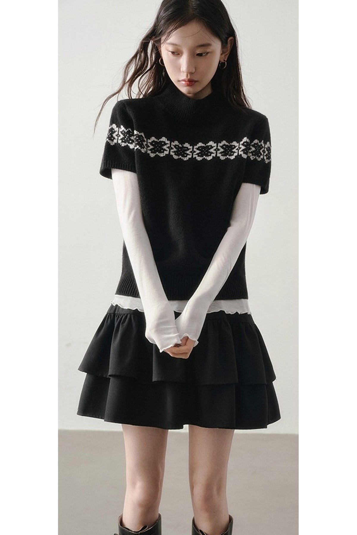 Ballet Style Solid Long Sleeve Top