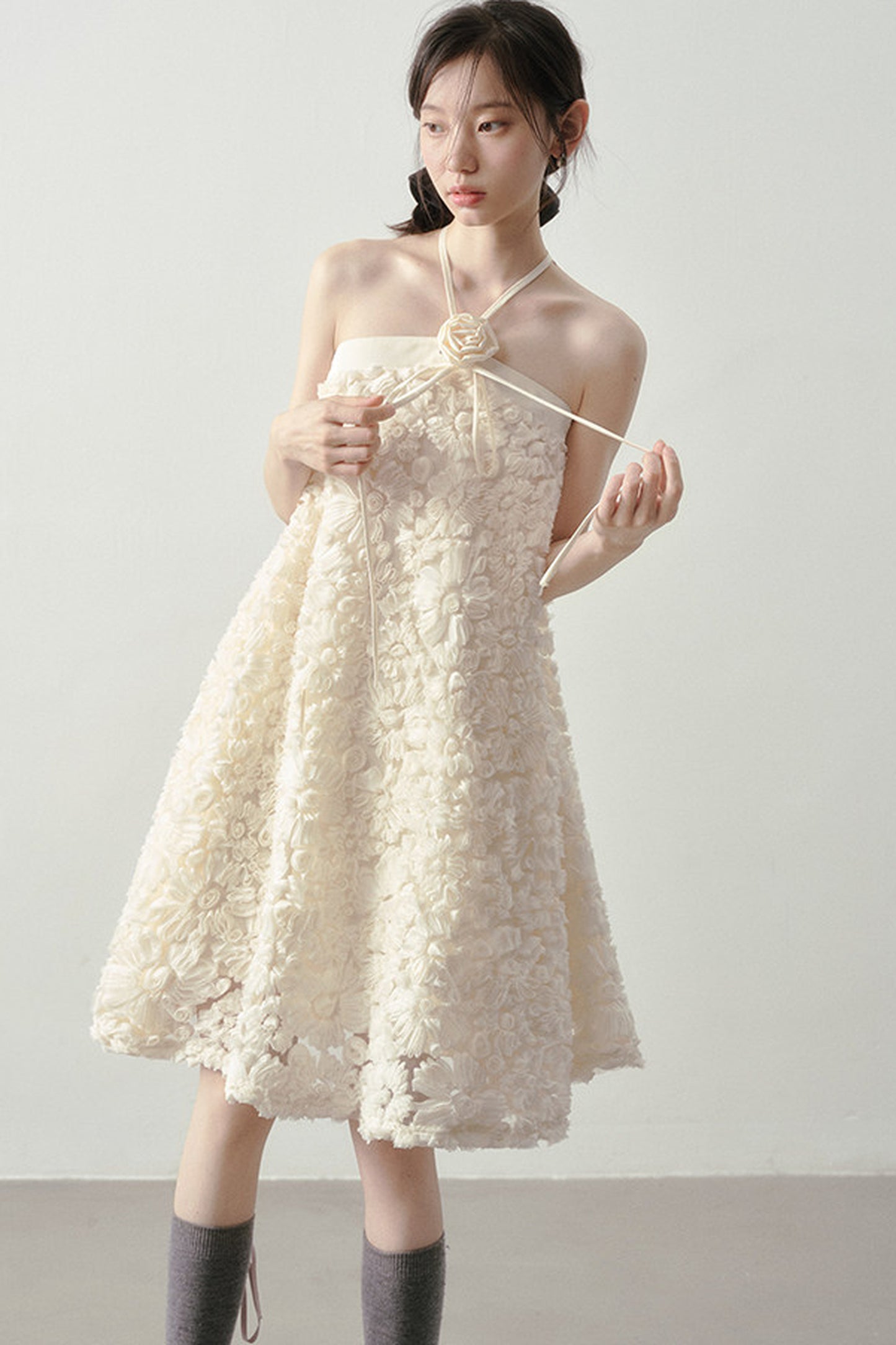Robe jacquard blanc lait