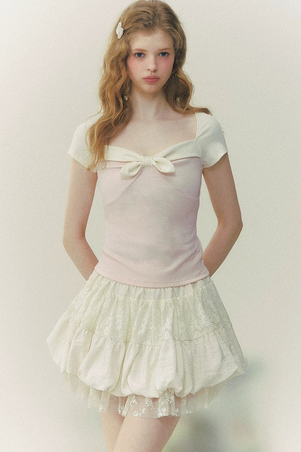 Preppy Square Neck Bow Tie Top