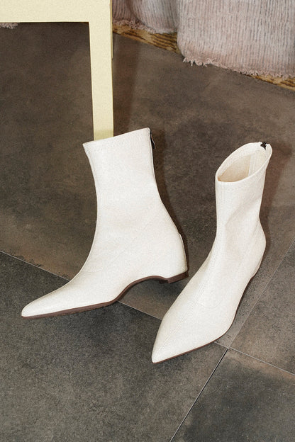 Pointed-Toe Black Leather Ankle Boots