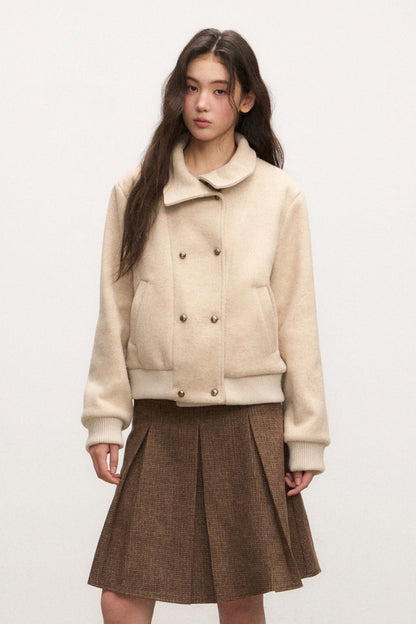 Double-Breasted Wool Jacket and Skirt Set-Up