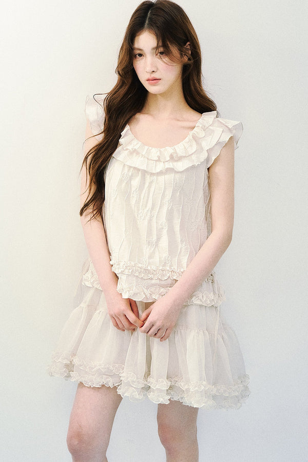 Rose Ruffled A-Line Dress