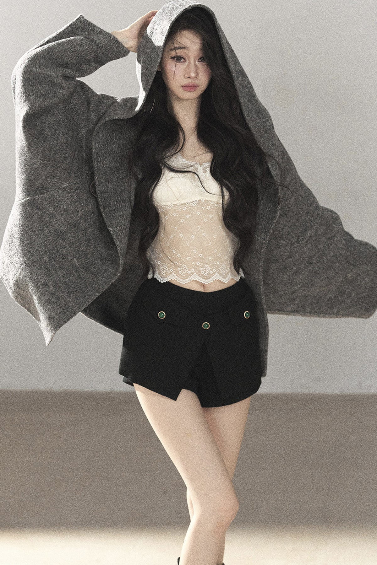 Double-Sided Cashmere Hooded Coat