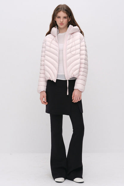 3D Quilted Drawstring Hooded Down Jacket