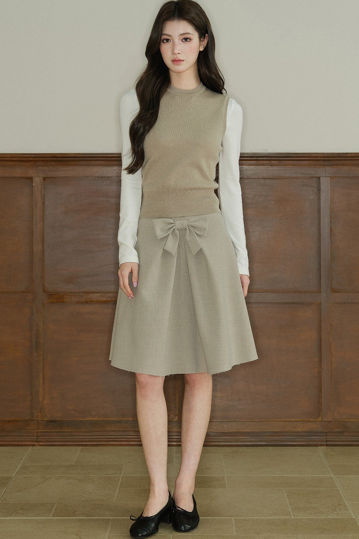 Long-Sleeved Round-Neck Knit Base Layer Top