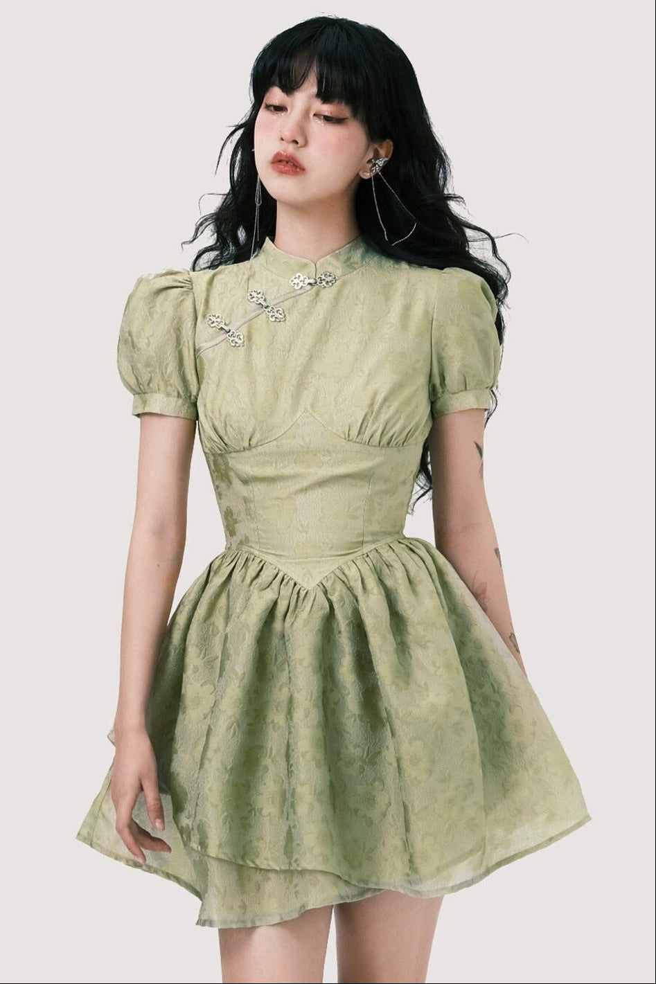 Chinoiserie Mist Forest Cheongsam Dress
