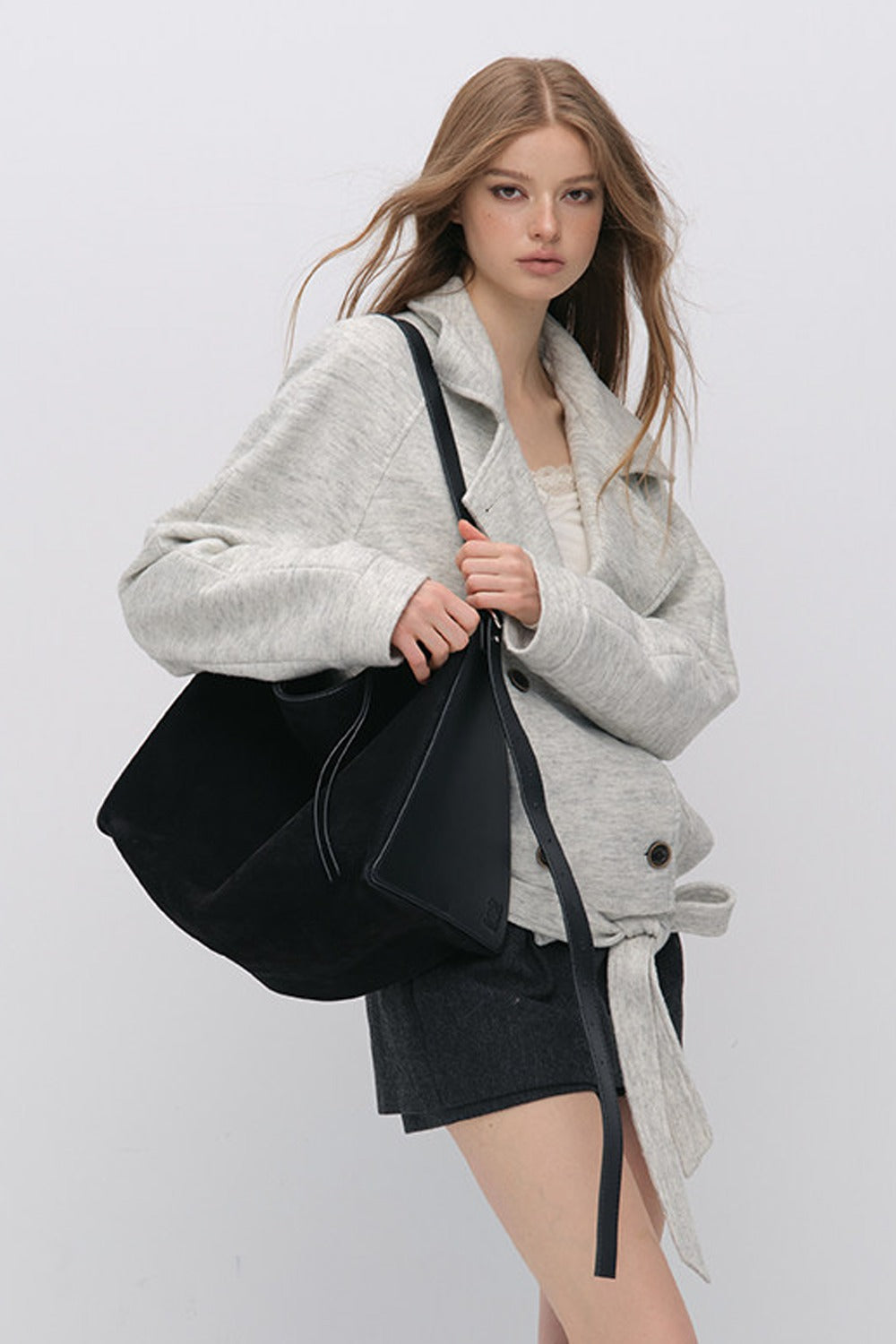 Belted Wool A-Line Skirt
