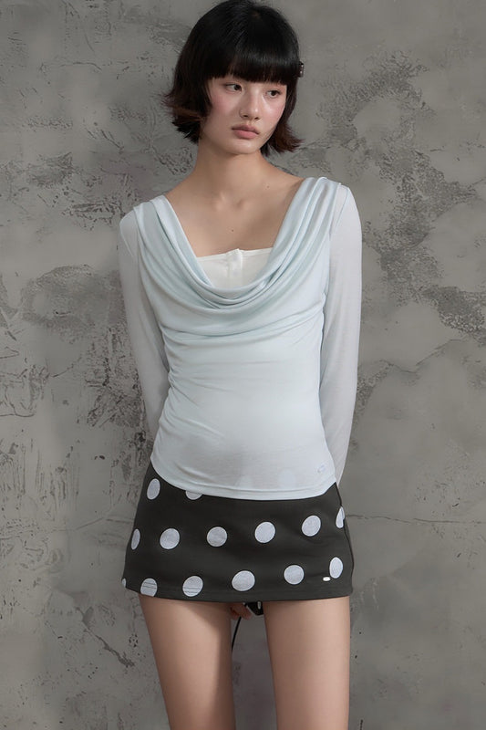 Swing Collar Spliced Blouse