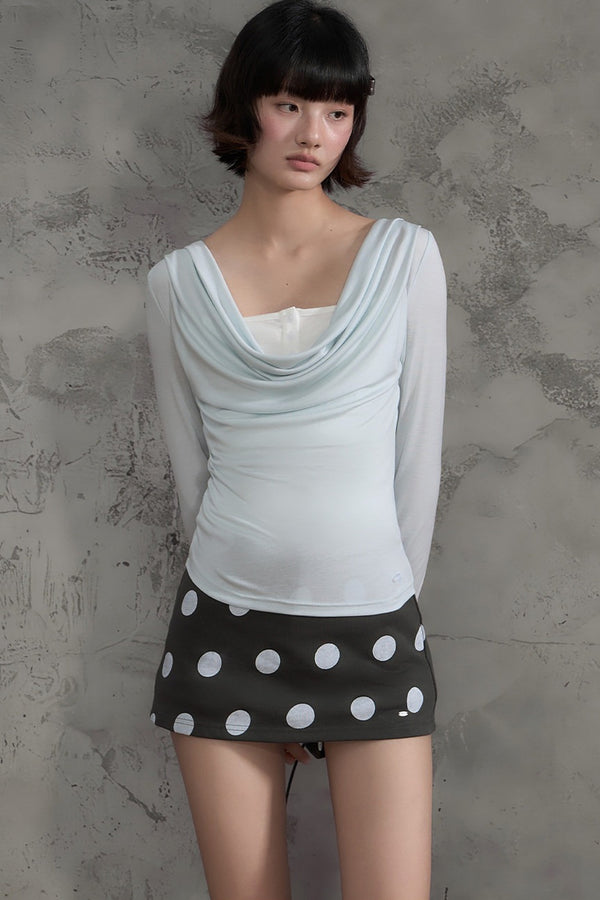 Swing Collar Spliced Blouse