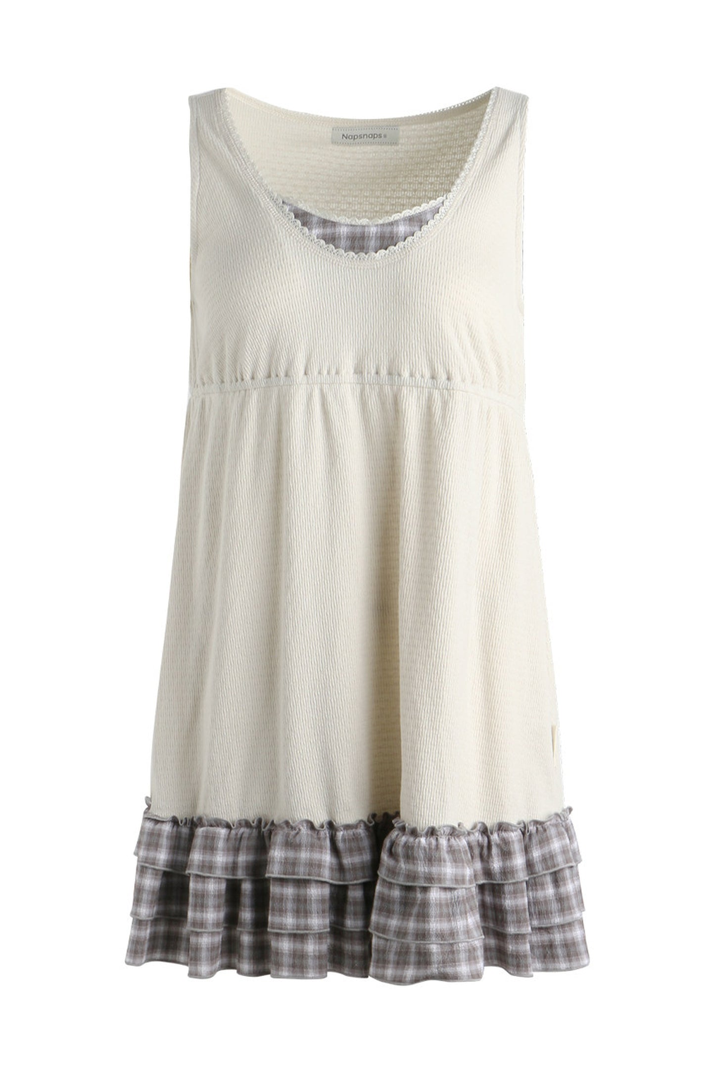 Plaid Ruffle Sleeveless Knit Vest Dress