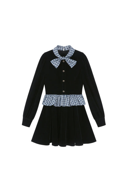 Black Velvet A-Line Dress