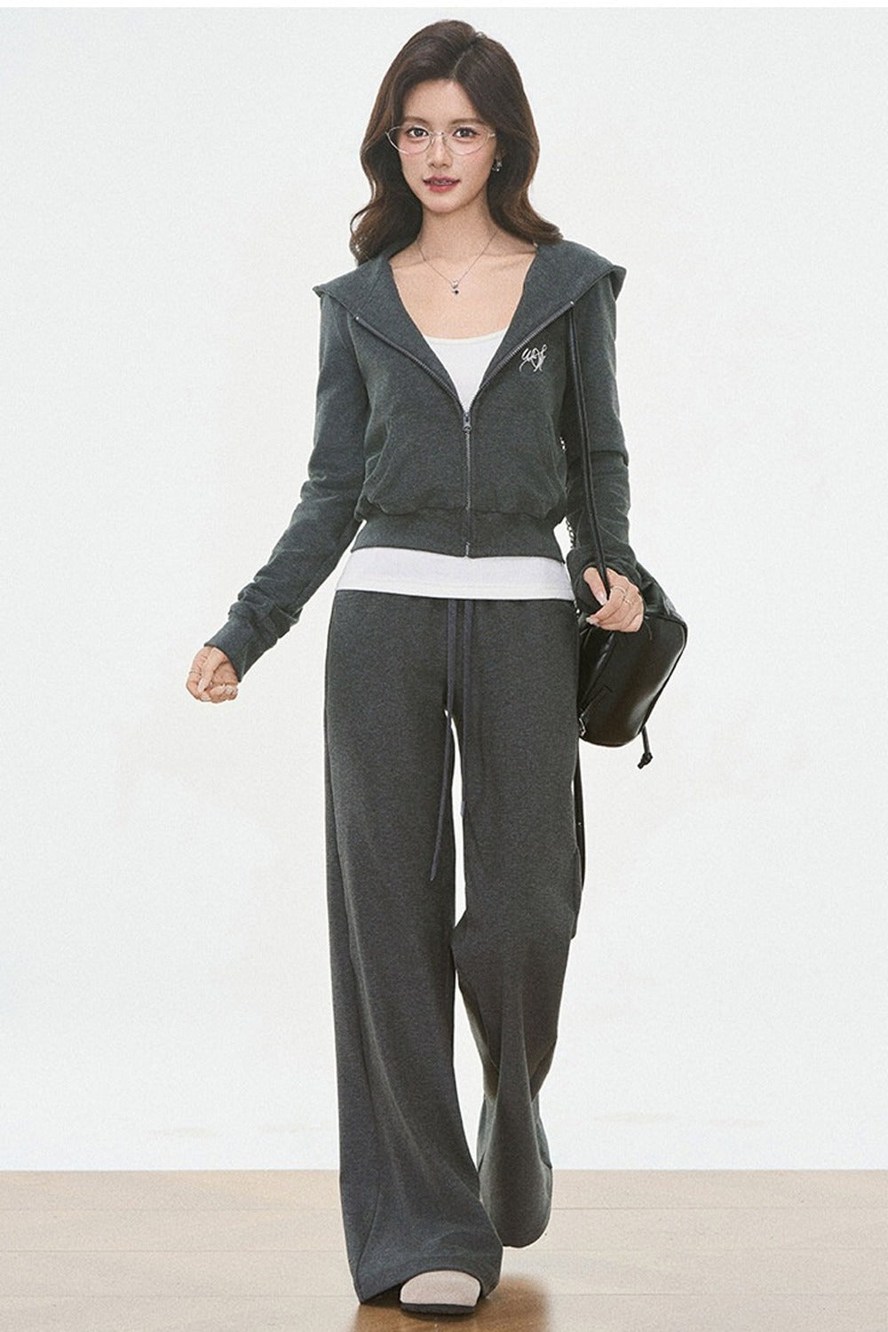 Ensemble cardigan en maille à capuche et pantalon de jogging