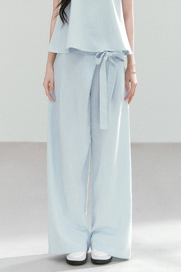 Tie-Up Wide-Leg Pants Two-Piece Set-Up