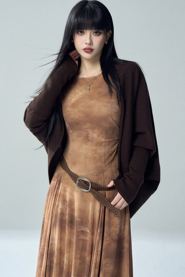 Shawl-Style Batwing Knitted Cardigan