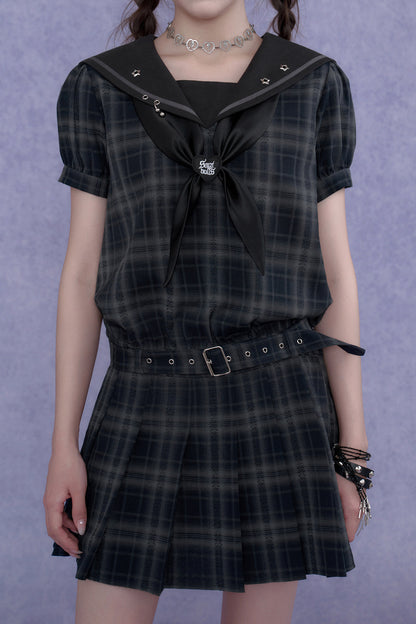 Plaid Sailor Collar Dress