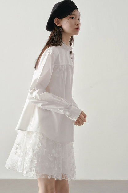 Ruffle Collar Puff Sleeve Blouse