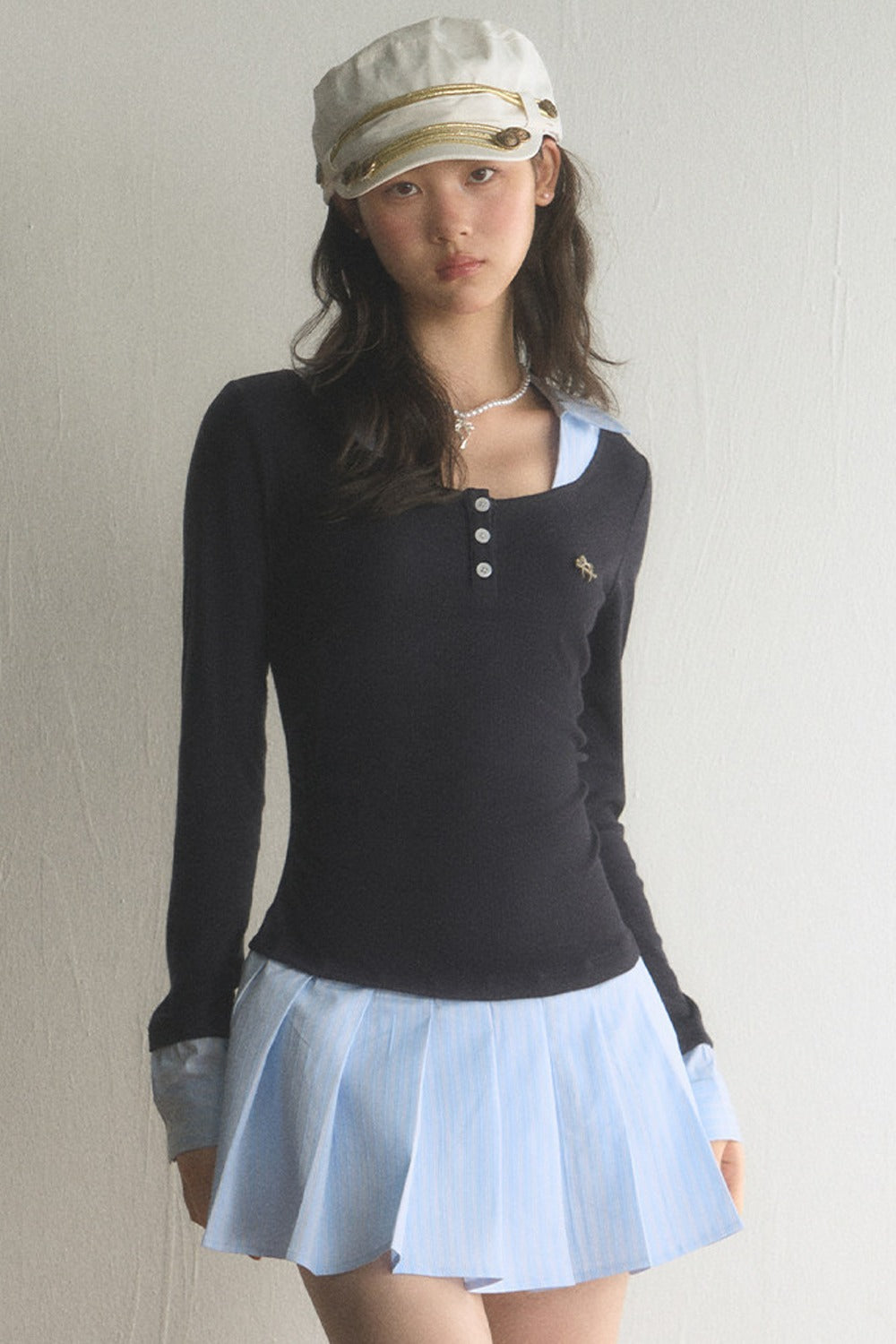 Preppy Henley Pleated Dress