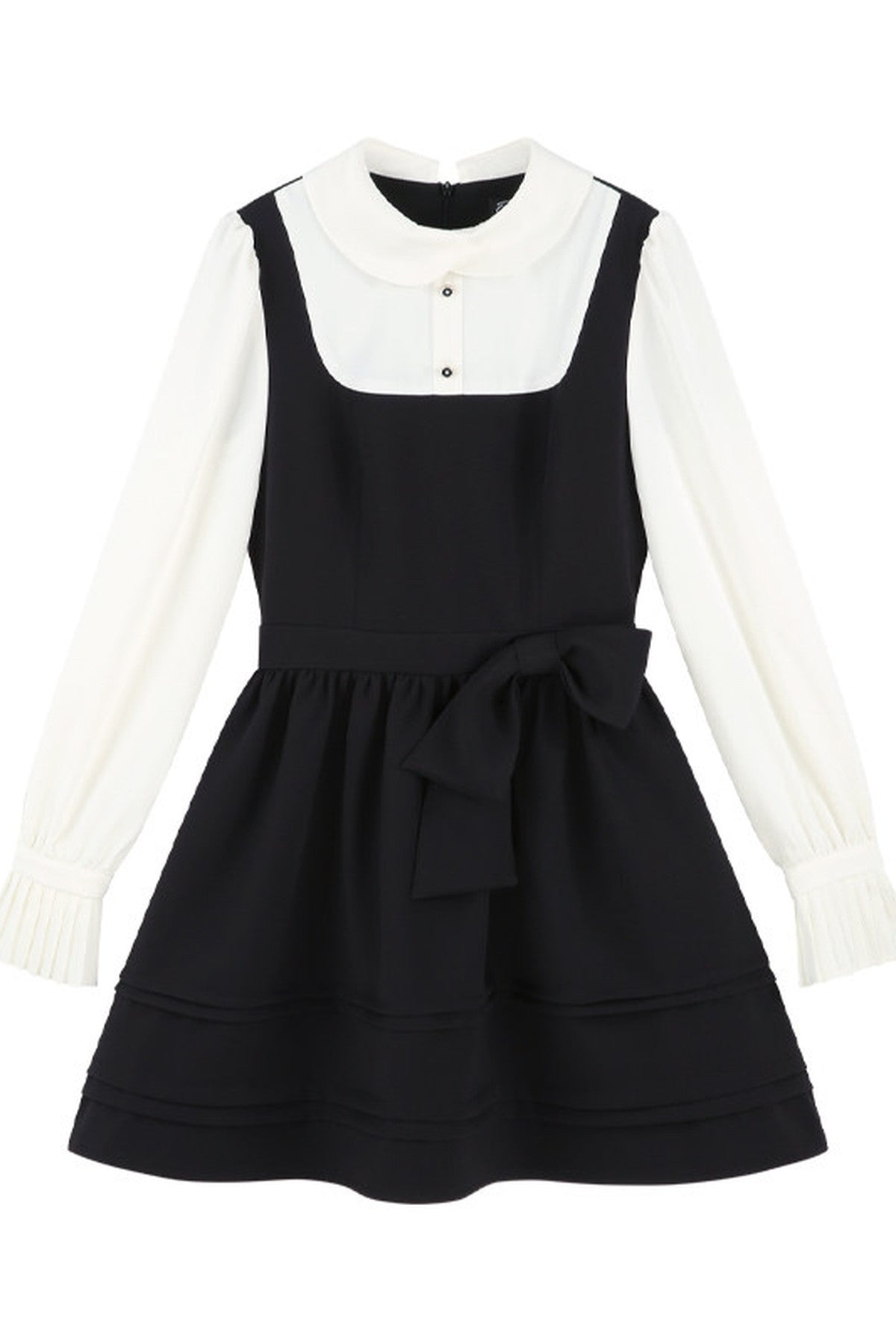 Layered-Look Puffy Collared Dress