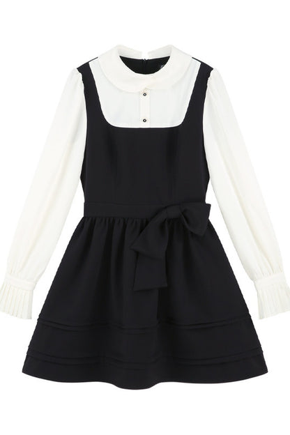 Layered-Look Puffy Collared Dress
