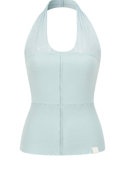 Semi-Transparent Lace Halter Top