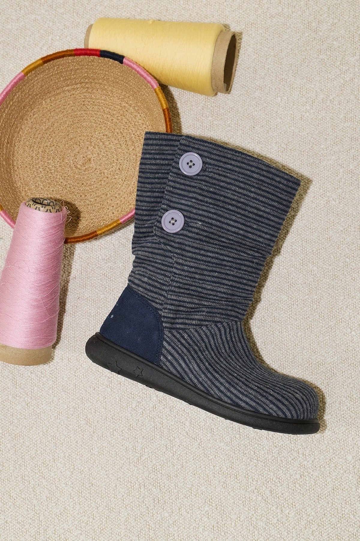 Flat Knitted Mid-Calf Boots