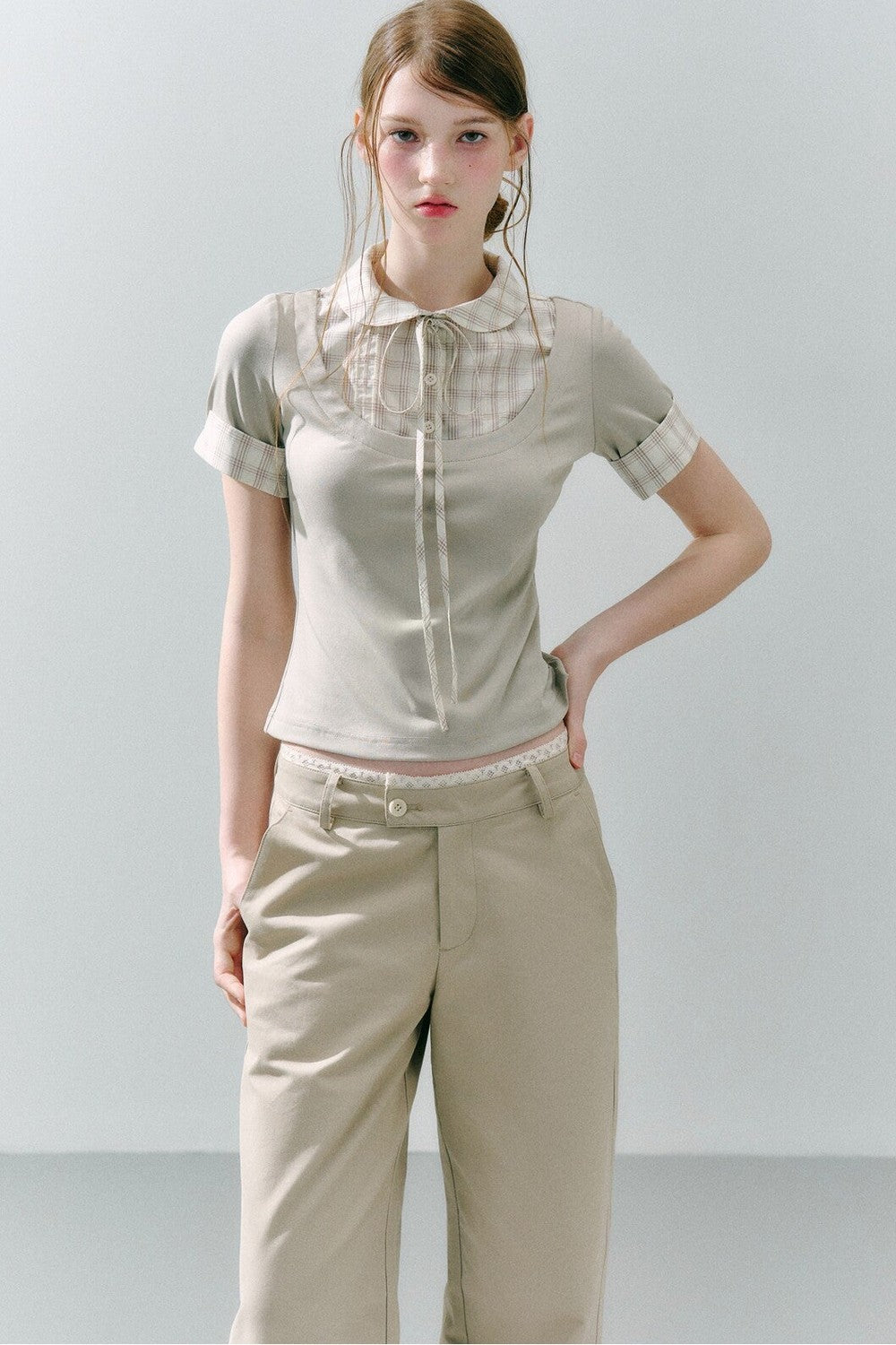 Haut preppy en modal patchwork