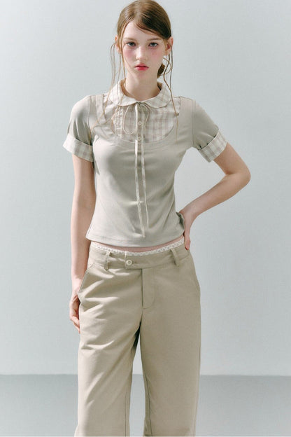 Haut preppy en modal patchwork