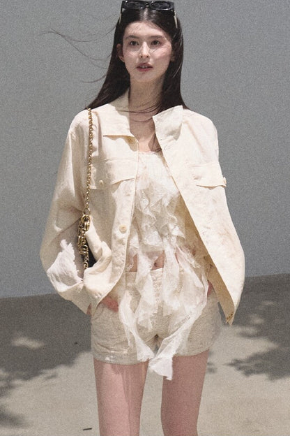 Slim-Fit High-Waisted Suit Shorts