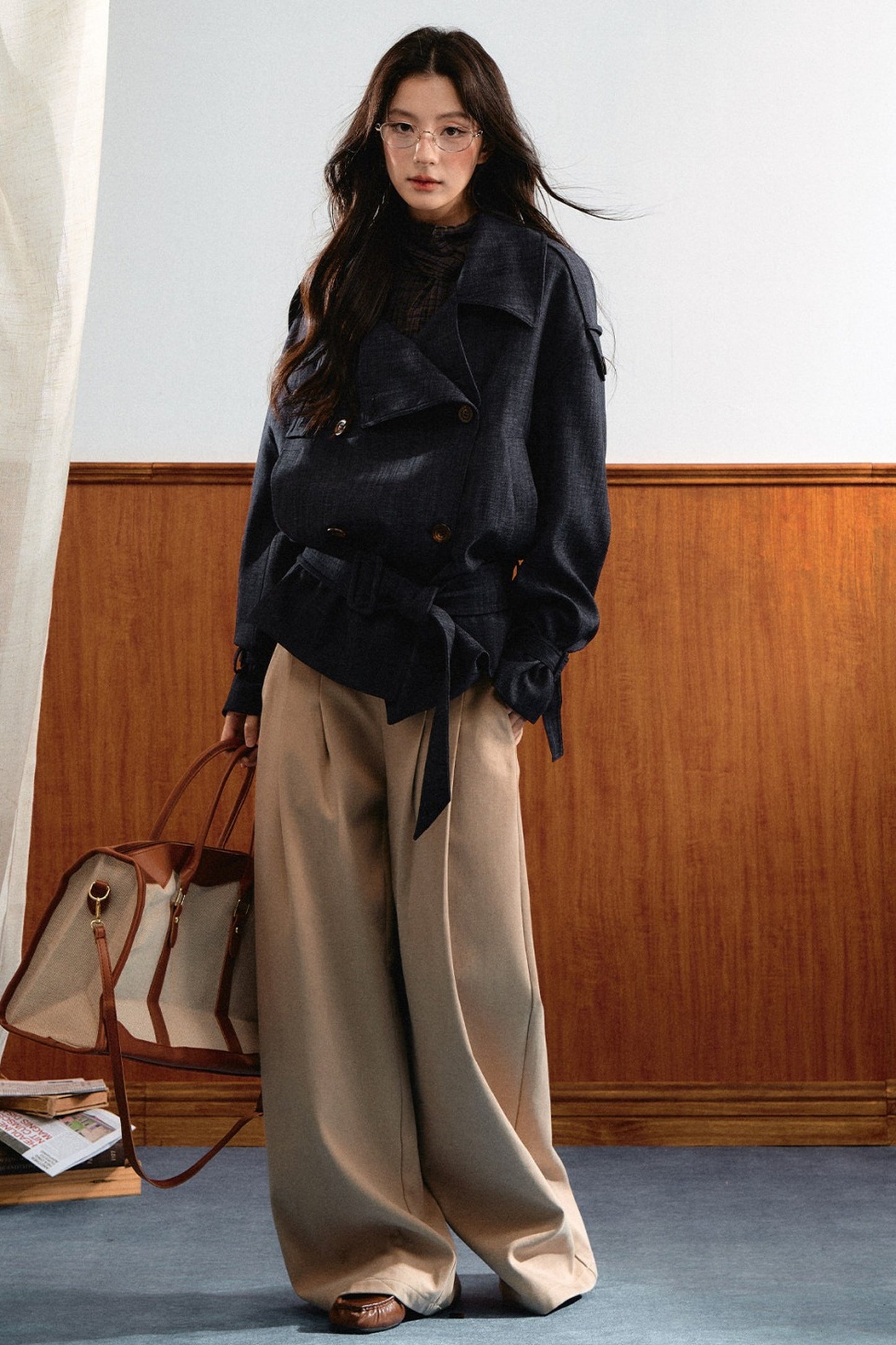Retro Denim Trench Coat