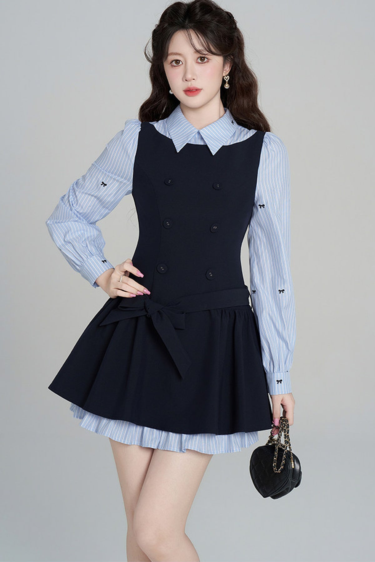 Preppy Style Long-Sleeved Dress