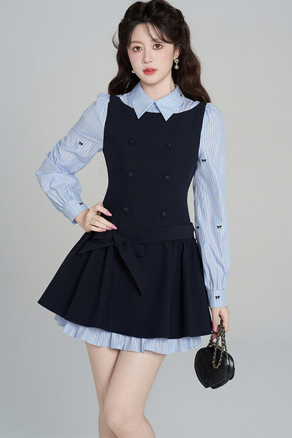 Preppy Style Long-Sleeved Dress